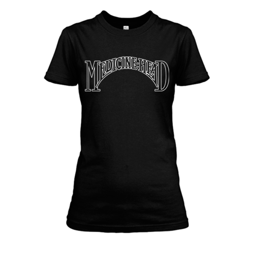 GD72: Single Side White Logo - Ladies Fit Black T-Shirt