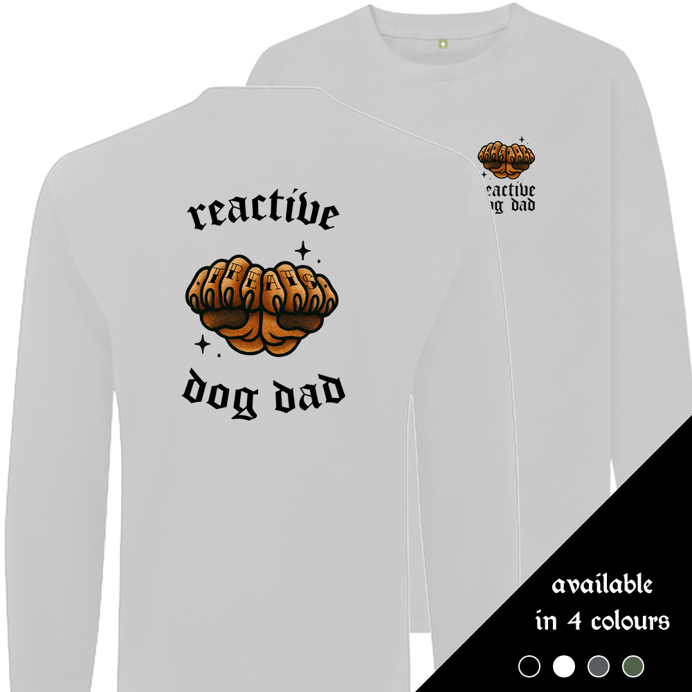 GD11-DS (White) Reactive Dog Dad - FRONT+BACK2